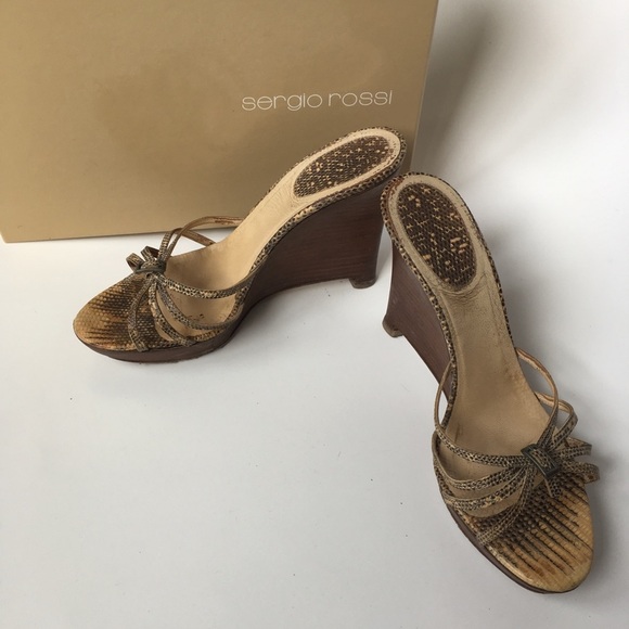 SERGIO ROSSI Authentic Snake Leather Sandals - Picture 1 of 7